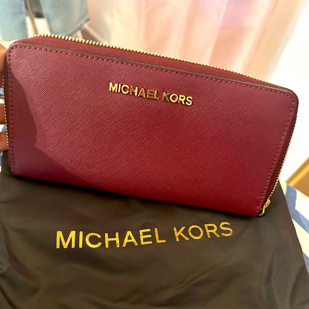 COPY - Michael Kors Burgundy Zip Around Wallet